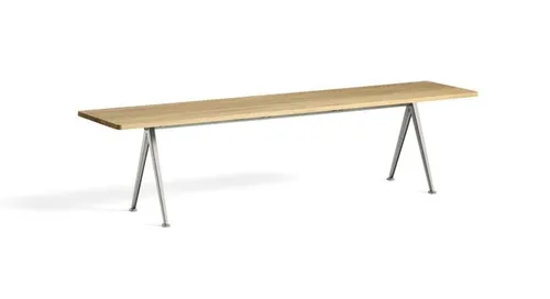 HAY Pyramid Bench 12 L: 190 cm - Beige Steel Base/Clear Lacquered Oak