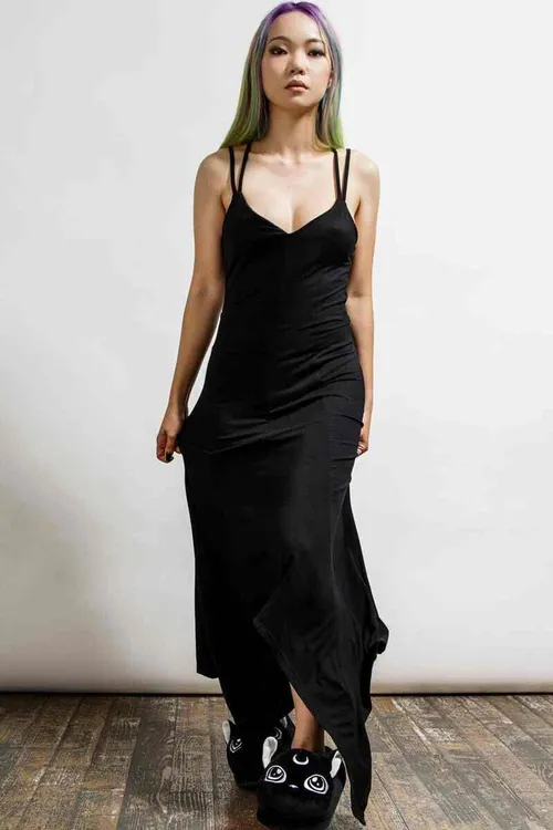 Damen Schlafanzug (Nachthemd) KILLSTAR - Long Nights Slip- Schwarz