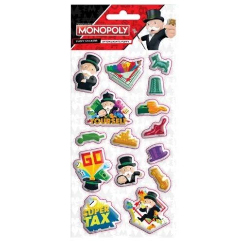 Monopoly 3D pufi matrica szett 10x22cm-es íven