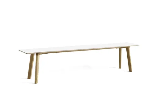 HAY CPH Deux 215 Bench 200x35x45 cm - Lacquered Solid Oak/Pearl White Laminate