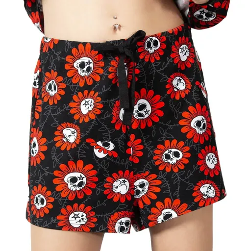KILLSTAR - Damen Schlafshorts - Gloom Bloom - Schwarz