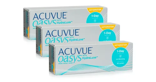 Acuvue Oasys 1-Day with HydraLuxe for Astigmatism (90 Linsen) - tageslinsen, torische silikon-hydrogel sport, Senofilcon A
