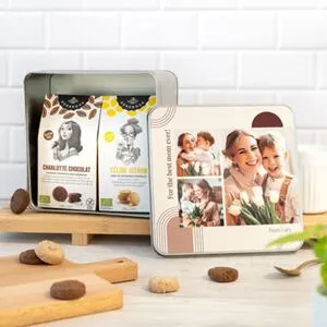 smartphoto Quadratische Keksdose mit Generous Keksen zur Geburt