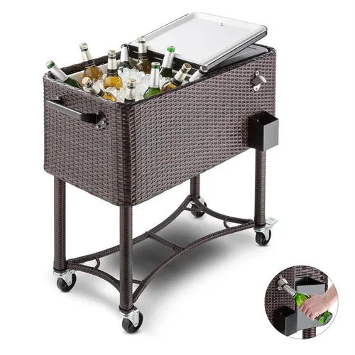 Blumfeldt Springbreak Carro de bebidas refrigerado 80l Ratán