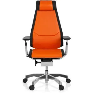 hjh OFFICE GENIDIA PRO cuir - Siège de bureau haut de gamme Orange / Noir