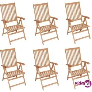 vidaXL Kallistettavat puutarhatuolit 6 kpl täysi tiikki