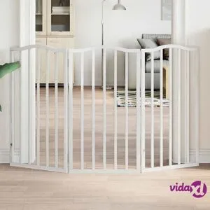 vidaXL Koiraportti kokoontaittuva 3 paneelia valk. 150 cm poppelipuu