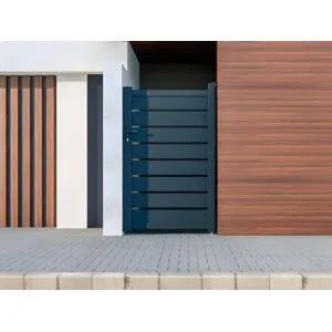 Vente-unique Portillon battant aluminium ajouré L103 x H166 cm anthracite - PRIMO