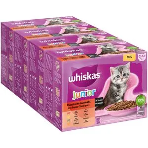 48x85g Klassisk Udvalg i sauce Whiskas Junior portionsposer kattemad