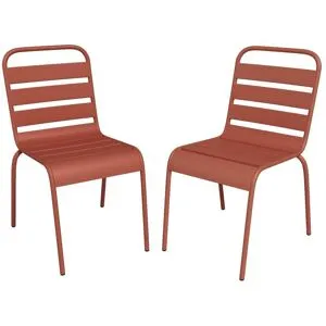 Vente-unique Lot de 2 chaises de jardin empilables en métal - Terracotta - MIRMANDE de MYLIA
