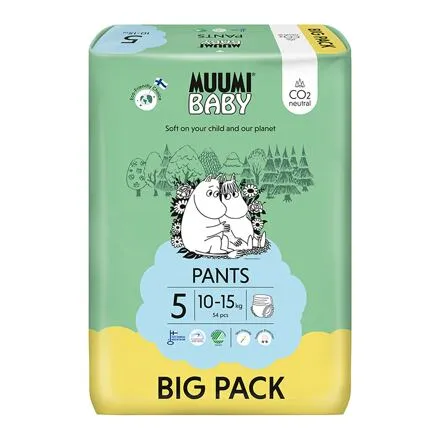 Muumi Baby Pants 5 Maxi+ 10-15 kg (54 ks), nohavičkové eko plienky