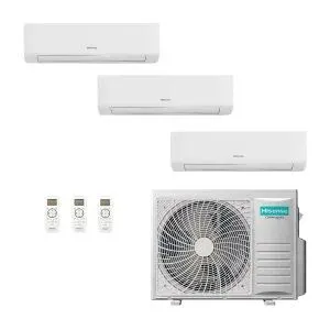 Hisense Trio Split Klimageräte 9+9+24 5AMW125U4RTA KE25MR01G KE25MR01G KE70KT01G Energy Ultra WiFi R-32