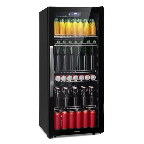 Klarstein Beersafe 7XL Kühlschrank 242 Liter 5 Böden Panoramaglastür Edelstahl