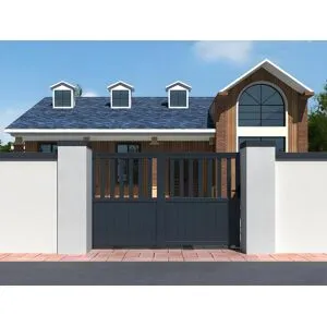 Vente-unique Portail électrique coulissant aluminium ajouré L343 x H149 cm anthracite TARNOS II