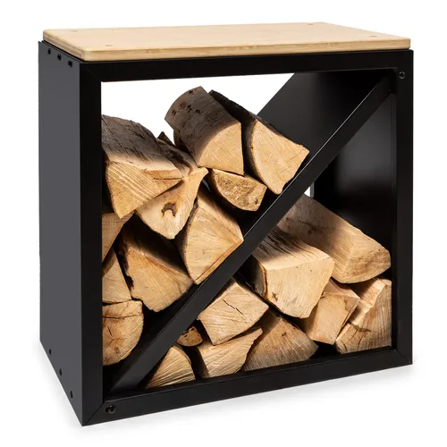 Blumfeldt Kindlewood S Black Holzspeicher Sitzbank 57x56x36cm Bambus Zink