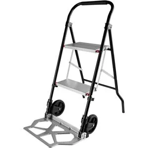 genialoTrittlasten-Trolley, Trittleiter 2 Stufen "2 in 1"