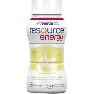 Nestle resource® energy Banane   Hochkalorische Trinknahrung Aufbaukost bei Mangelernährung Flüssigkeit 4x200 ml 4x200 ml Flüssigkeit