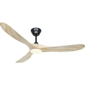 kaiserkraft Ventoinha de teto ECO GENUINO-L, Ø da pá do rotor 1520 mm, natural/preto mate