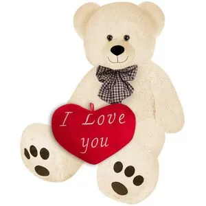 monzana® Plüschtier Teddybär Beige 100cm inkl. Herzkissen