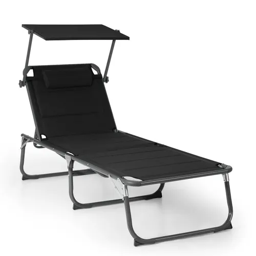 Blumfeldt Tumbona Amalfi 70 x 37 x 200 cm Sombrilla de 5 peldanos Respaldo de acero tubular Resistente a la intemperie