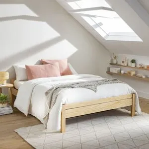Terre de Nuit Lit adulte en pin massif avec pieds carrés 140x200 - LT17020