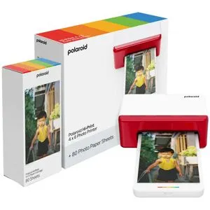 Polaroid Hi-Print Mobil Fotoprinter 4"x6" m. 80 Stk. Fotopapir - Hvid / Rød