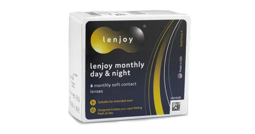 Lenjoy Monthly Day & Night (6 linser) - dygnetruntlinser, silikon hydrogel linser sfäriska och asfäriska, Balafilcon A