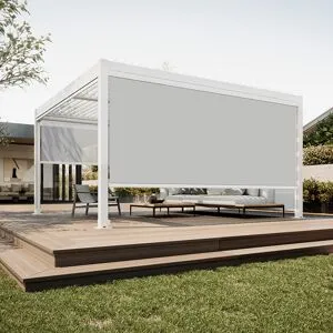 SUNNY INCH ® Store vertical coffre intégral avec guidage câble inox - Armature blanc - 270 x 218 cm