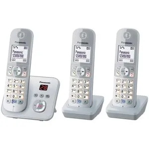 Panasonic KX-TG6823GS Schnurlostelefon mit Anrufbeantworter und 3 Mobilteilen