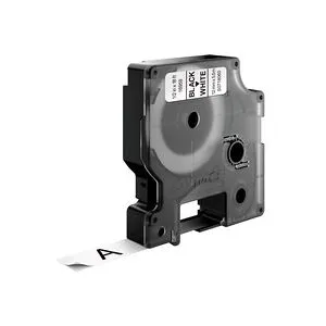 Dymo D1 ORIGINAL Hochleistungs-Schriftband Polyester, schwarz auf weiß, 12mm x 5,5m