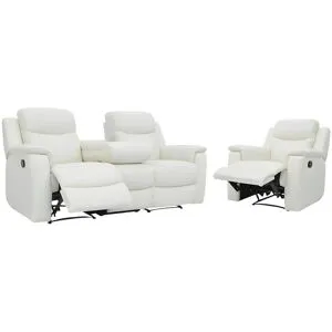 Vente-unique Ledergarnitur Relax 3+1 - Elfenbeinfarben - EVASION