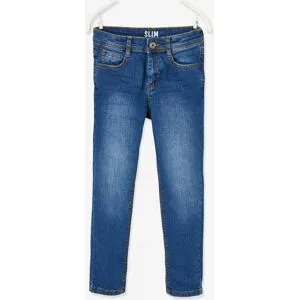 VERTBAUDET Jeans slim morfológicos "waterless", medida das ancas LARGA, para menino azul escuro desbotado