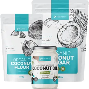 FutuNatura Süße Kokosnuss: Kokosblütenzucker + Kokosöl + Kokosnussmehl, Set