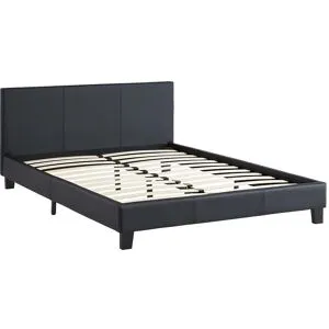 Vente-unique Polsterbett - Kunstleder - 140 x 190 cm - Schwarz - CORNELIUS II