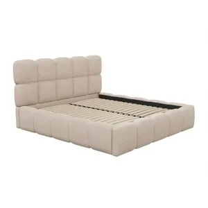 Bett mit Bettkasten & Bettkopfteil - 160 x 200 cm - Bouclé-Stoff - Beige - DAMADO von Pascal Morabito