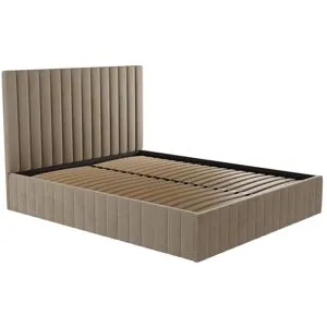 Bett mit Bettkasten & Bett-Kopfteil - Samt - 140 x 190 cm - Taupe - LARALI von Pascal Morabito