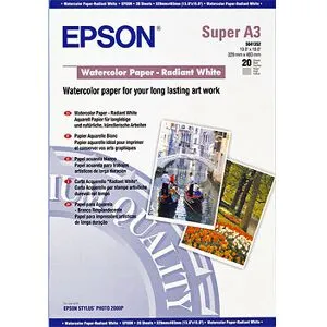Epson A3+ Watercolor Paper Radiant White, 20 ark, 190g/m2
