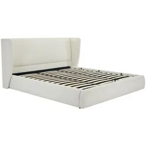 Vente-unique Bett mit Bettkasten - 160 x 200 cm - Bouclé-Stoff - Cremefarben - CORTAGA