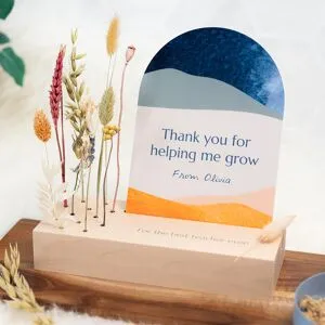 smartphoto Forex-Karten Bogen im Holzaufsteller mit Vollfarbdruck & Trockenblumen zu Weihnachten