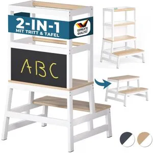 Spielwerk® Lernturm Barn Weiß/Natur Kiefernholz 93x51x50cm