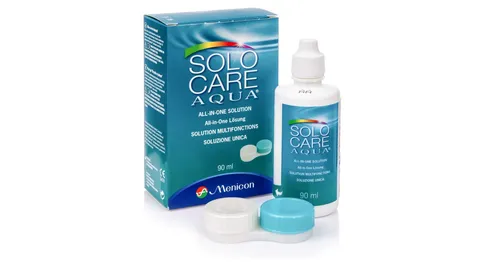 Solocare Aqua 90 ml mit Behälter - pflegemittel für kontaktlinsen
