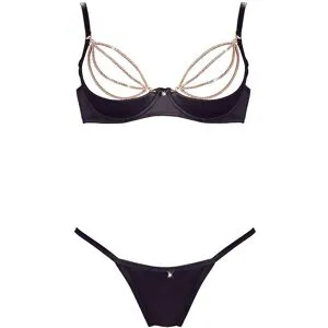 Cottelli LINGERIE Hebe plus String mit goldfarbenen Strassketten 85C/L