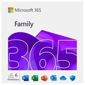 Microsoft M365 Family Swedish Subscription P10 EuroZone 1 License Medialess 1 Year