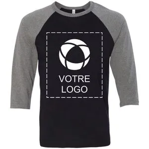 VistaPrint T-shirt unisexe manches raglan trois quarts Bella + Canvas® à impression monochrome