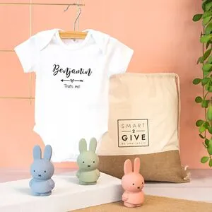 smartphoto Geschenkset zur Geburt (Baby-Body & Miffy Spardose Rosa, One-size 6-12 Monate)
