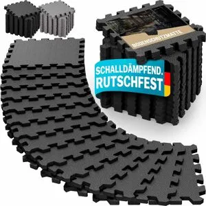 monzana® Bodenschutz-/Puzzlematten 18er-Set Schwarz 175x88x1cm