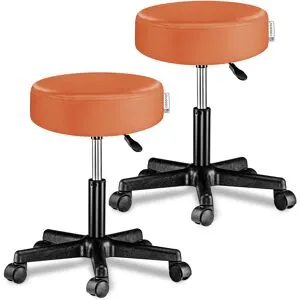 Casaria® Rollhocker Kunstleder 2er-Set Orange 360° drehbar