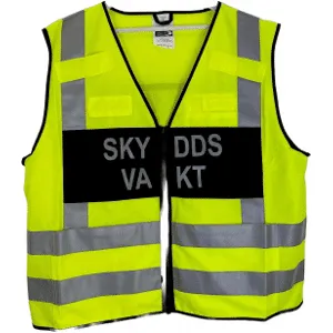 Robust Skyddsvakt Reflexväst med Svart Platta (Storlek: Large)