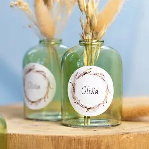 smartphoto Mini-Glasvase grün mit Aufkleber Rund - 6 Stück