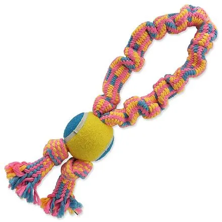 Preťahovadlo DOG FANTASY farebné + tenisák vzor č.2 - 2 knôty 32 cm